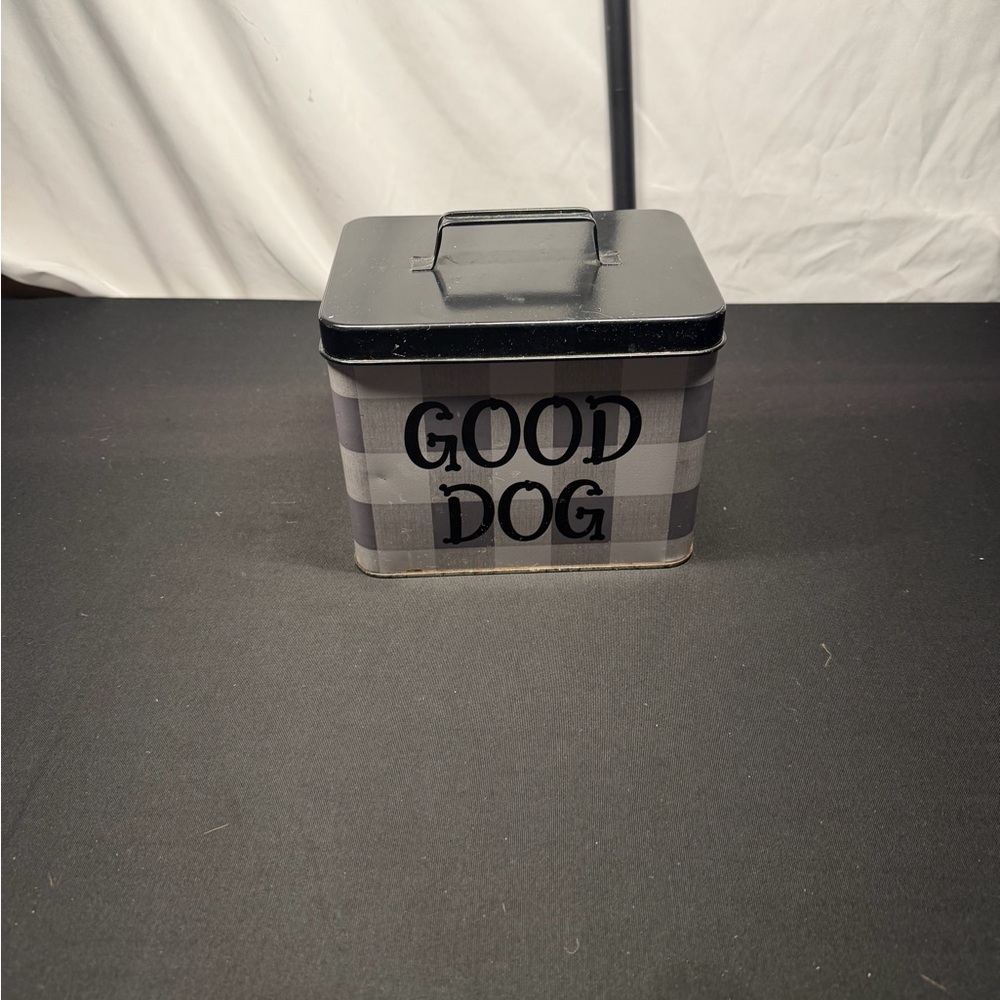 Good Dog Black and Gray Storage Tin